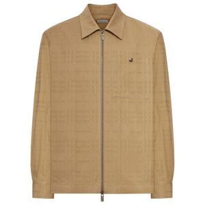 Burberry Men Check Cotton Zip-Up Shirt